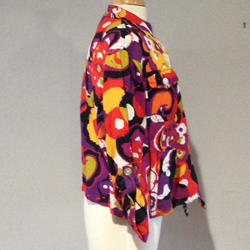 Ruby Rd. Multicolor Button Front W/Pockets Linen … - image 6